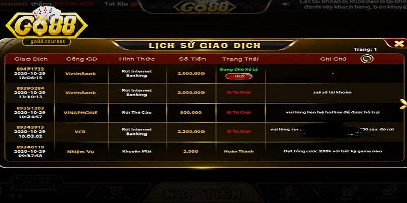 Tiến hành xác nhận để việc rút tiền game Go88 được thành công